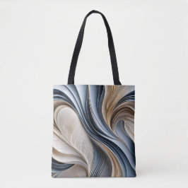 Bolsa Tote Golden Air - Azul Suave e Dourado Abstrato Fluido
