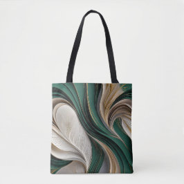 Bolsa Tote Golden Air – Esmeralda & Ouro Fluindo Abstrato