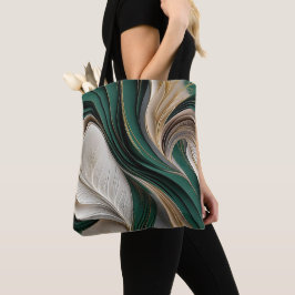 Bolsa Tote Golden Air – Esmeralda & Ouro Fluindo Abstrato