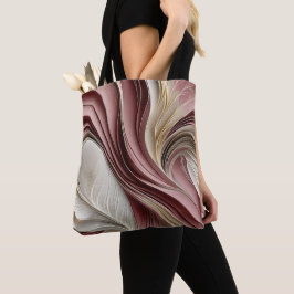 Bolsa Tote Golden Air – Rosa Champanhe Fluindo Abstrato 