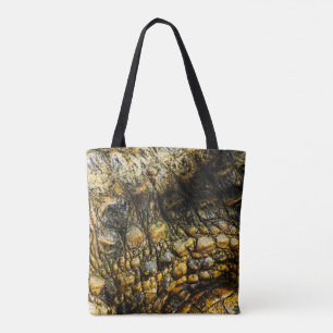 Bolsa Tote Golden Crocodile Skin Texture Close Up