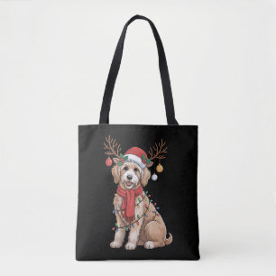 Bolsa Tote Golden Doodle Reindeer Magnífico Natal Árvore 
