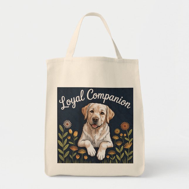 Bolsa Tote Golden Labrador Retriever Quilt Design – Playful (Frente)