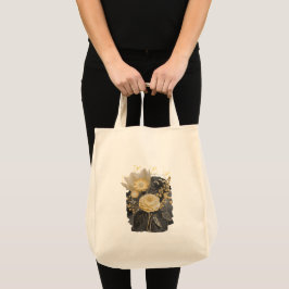 Bolsa Tote Golden Magical Floral Bouquet in Silver Frame