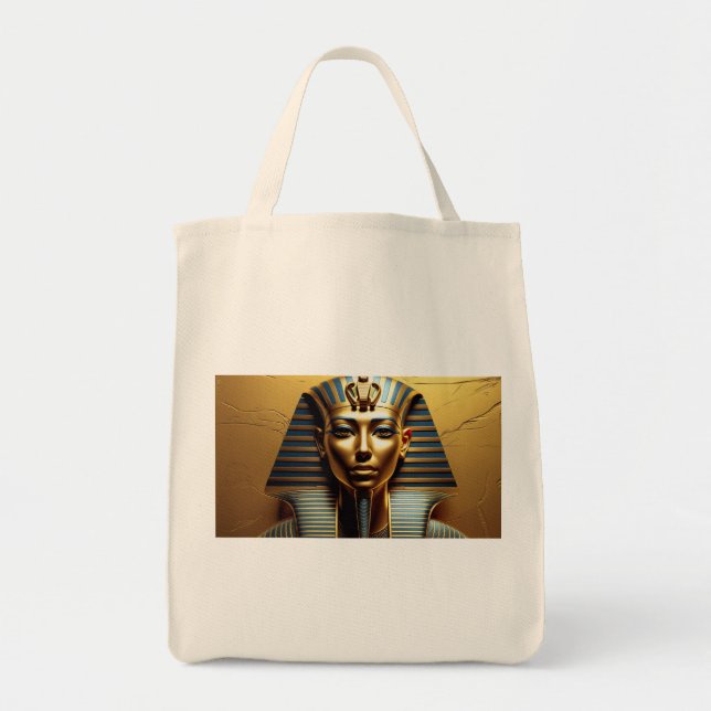 Bolsa Tote  Golden Nefertiti Line Art Tote Bag – Modern Egypt (Frente)