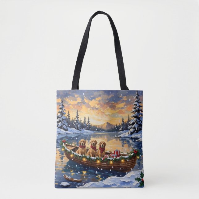 Bolsa Tote Golden Retriever Christmas Boat Holiday (Frente)