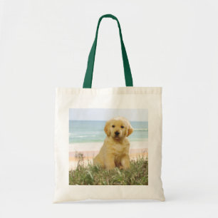 Bolsa Tote Golden retriever na sacola da praia