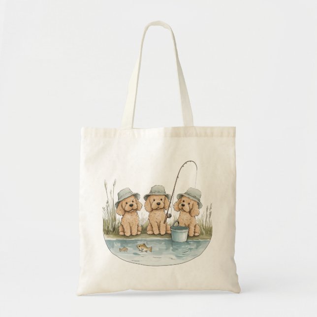 Bolsa Tote Goldendoodle Cães Pescar (Frente)