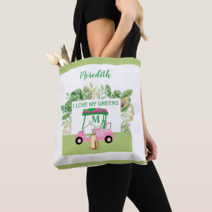 Bolsa Tote Golf Cart Monograma Nome Verdes Adoráveis    
