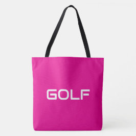 Bolsa Tote GOLF Chic Moderno Elegante Texto Branco em Rosa Vi