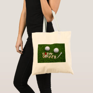 Bolsa Tote Golf Happy Golfer com bola de golfe em verde