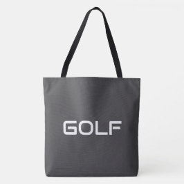Bolsa Tote GOLF Moderno Elegante Texto Branco Sobre Cinza Pro