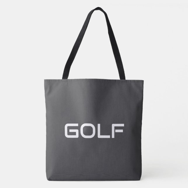 Bolsa Tote GOLF Moderno Elegante Texto Branco Sobre Cinza Pro (Frente)