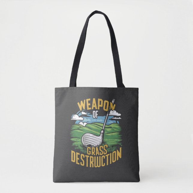 Bolsa Tote Golf Weapon of Grass Destruction Art (Frente)