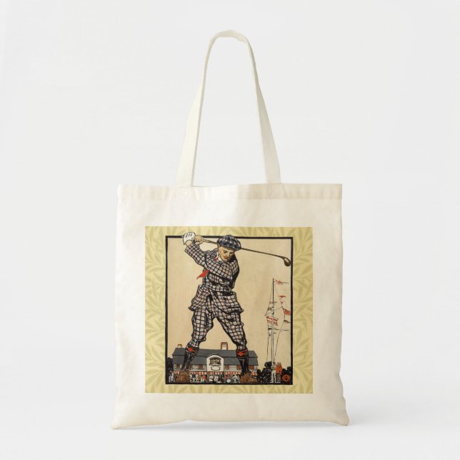 Bolsa Tote Golfe Golfista Vintage Antigo Golfe (Frente)