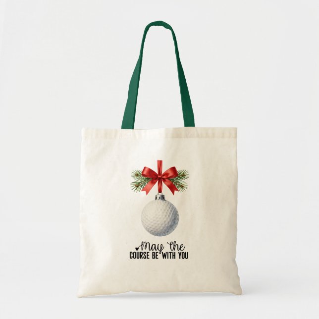 Bolsa Tote Golfe tema de Natal Que o campo esteja com você (Frente)