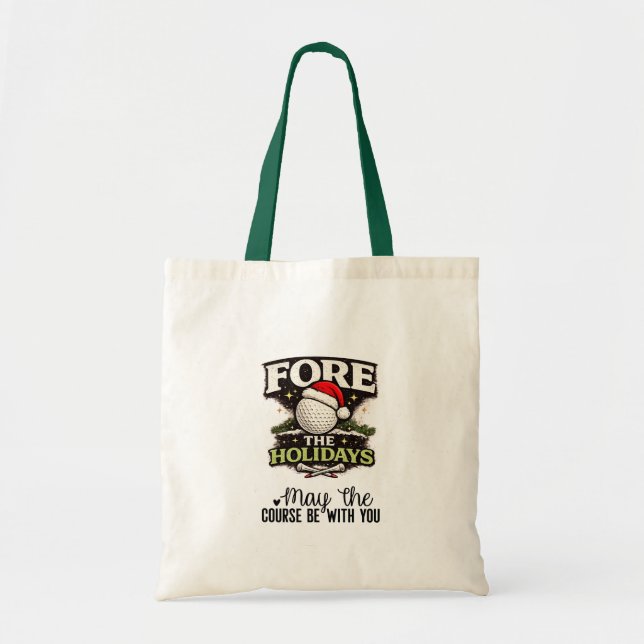 Bolsa Tote Golfe tema de Natal Que o campo esteja com você (Frente)