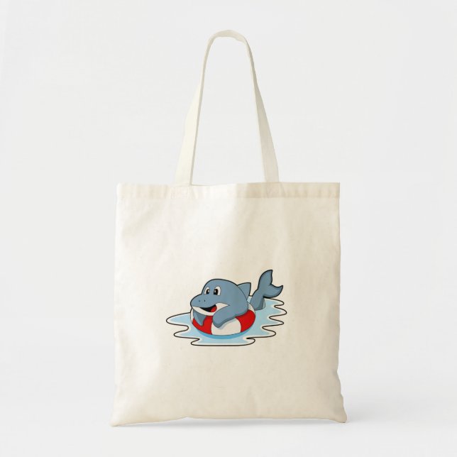 Bolsa Tote Golfinho a Nadar com anel de Natação.PNG (Frente)