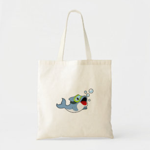 Bolsa Tote Golfinho ao mergulho com bolhas de água.PNG