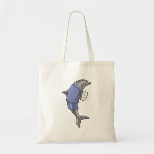 Bolsa Tote Golfinho como Secretário com Pilha de Papel