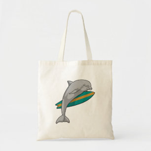 Bolsa Tote Golfinho como Surfer com Surfboard