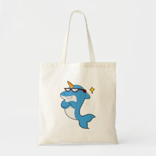 Bolsa Tote Golfinho como Unicórnio com Óculos.PNG