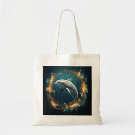 Bolsa Tote Golfinho feliz Dourado e azul