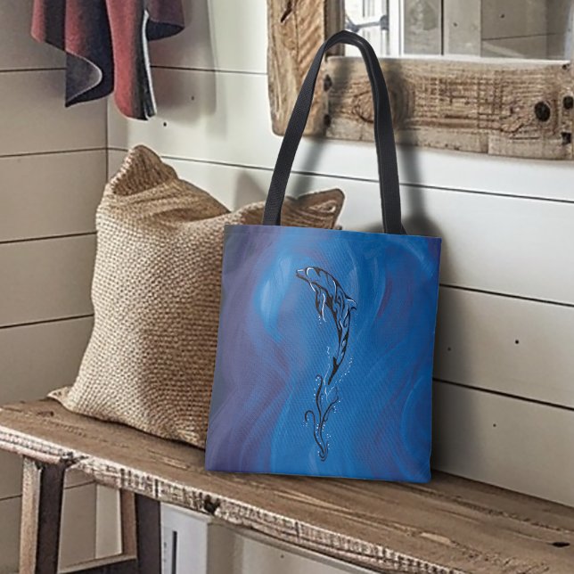 Bolsa Tote Golfinho Tribal Azul (Criador carregado)
