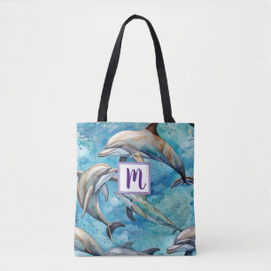 Bolsa Tote Golfinhos nadando no mar