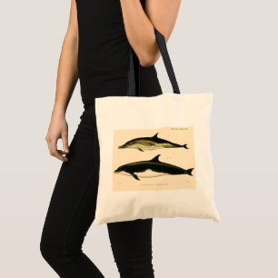 Bolsa Tote Golfinhos Vintage, Animais Mamíferos Marinhos