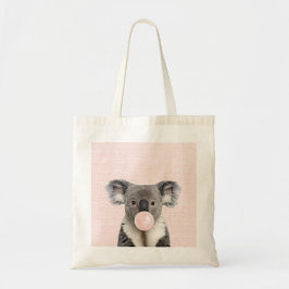 Bolsa Tote Goma-bolha rosa soprando Koala
