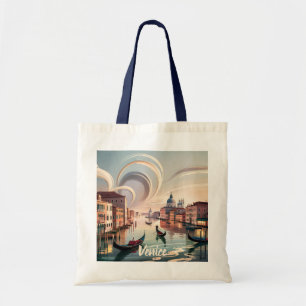 Bolsa Tote Gôndola Personalizada Veneza Itália Canal Aquarela