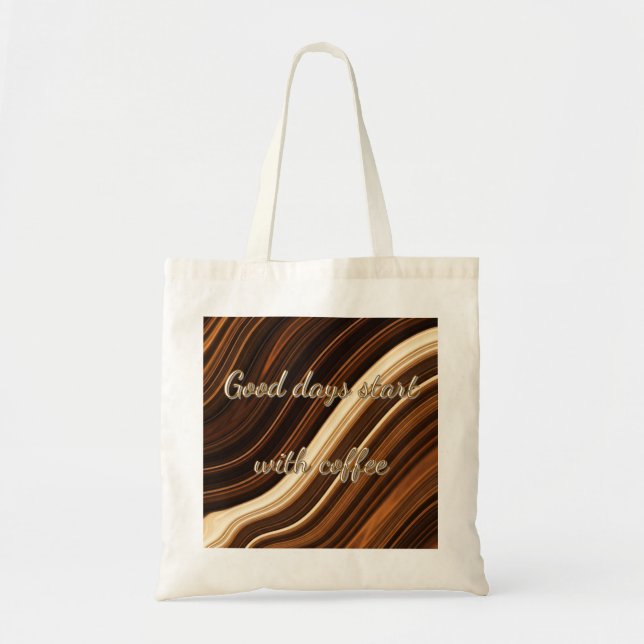 Bolsa Tote Good Days Start With Coffee Swirl Tote Bag - Perso (Frente)