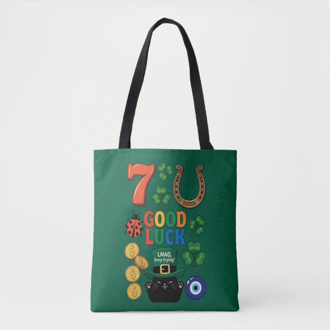 Bolsa Tote Good Luck Symbols And Funny Cat (Frente)