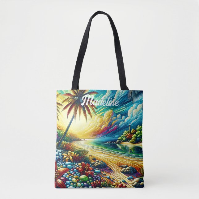 Bolsa Tote Gorgeous Ai Art | Beleza Costeira Personalizada (Frente)