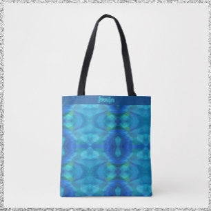 Bolsa Tote Gorgeous Peacock Blue Abstrato