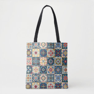 Bolsa Tote Gorgeous seamless pattern white colorful Moroccan,