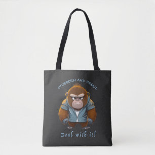 Bolsa Tote Gorilla Stubborn Lida Com Ele Engraçado Adorável