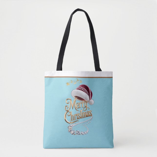 Bolsa Tote Gorro de Natal fofo (Frente)