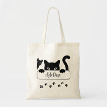 Gota de Gato Preto Cujo Nome Personalizado Saco de