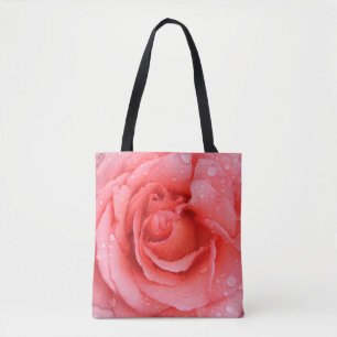 Bolsa Tote Gotas Românticas de Água Rosa Rosa Rosa Vermelha