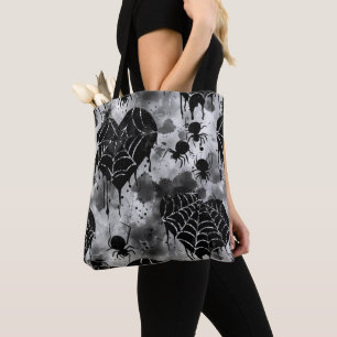 Bolsa Tote Gothic Love Spooky Spider Web com Corações