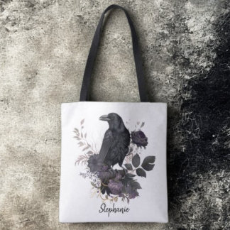 Bolsa Tote Gothic Raven Dark Academia Floral