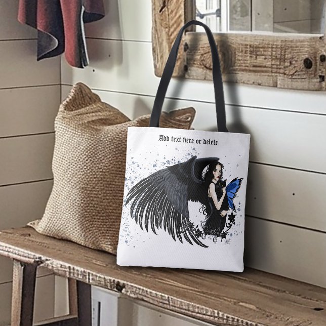 Bolsa Tote Gótica Angel Wings Black Cat (Criador carregado)