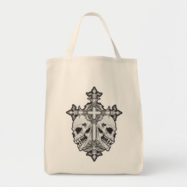 Bolsa Tote Gótica Cross and Skulls (Frente)