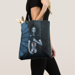 Bolsa Tote Gótica Vitoriana Segurando Fantasia Dark Violin