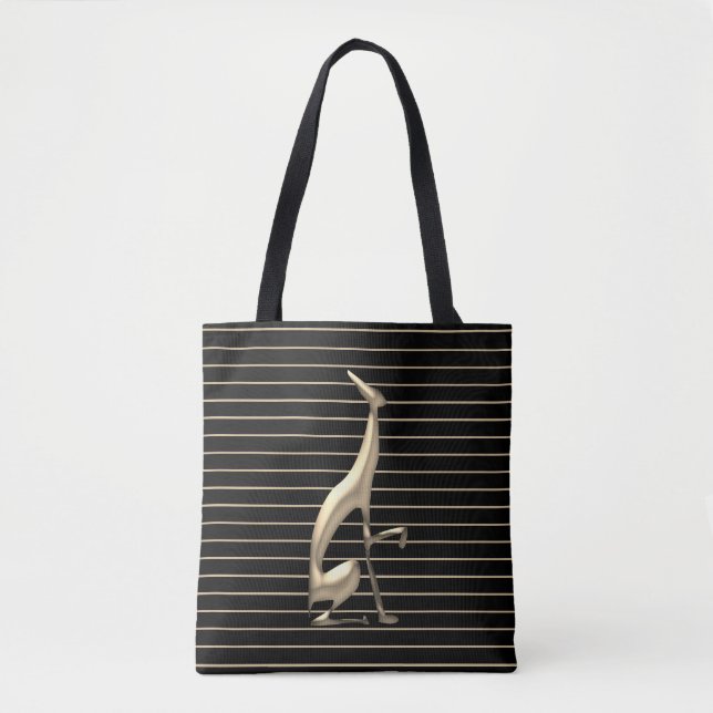 Bolsa Tote Gótico Moderno Cachorro Dourado e Preto (Frente)