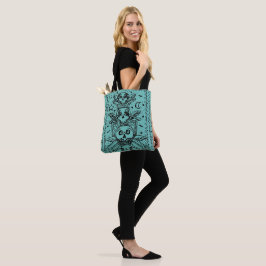 BOLSA TOTE GÓTICO NÃO VEJA NENHUMA MAU, CEMETERIA ESQUELETO