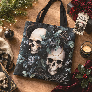 Bolsa Tote Gótico Natal Crânios Assustador Creepmas
