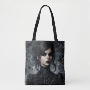 Bolsa Tote Gótico Vitoriana Em Retrato Preto